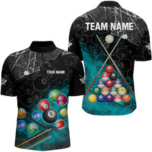 Load image into Gallery viewer, Personalized 8 Ball Pattern Smoke Men Billiard Shirts Custom Billiard Ball Pool Jerseys | Turquoise TDM3191