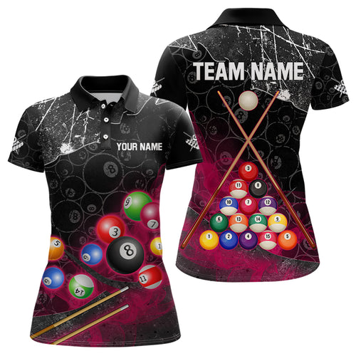 Personalized 8 Ball Pattern Smoke Women Billiard Shirts Custom 3D Billiard Balls Pool Jerseys | Pink TDM3192