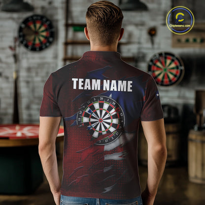 Retro Texas Flag Darts Shirt For Men Custom Patriotic Texas Darts Team Jersey Polo & 1/4 Zip TDM5417