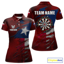 Load image into Gallery viewer, Retro Texas Flag Darts Shirt For Women Custom Patriotic Texas Darts Team Jersey Polo &amp; 1/4 Zip TDM5417
