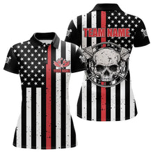 Load image into Gallery viewer, Personalized American Flag Grunge Skull Dart Shirts For Women Custom Patriotic Darts Jerseys | Red TDM3400