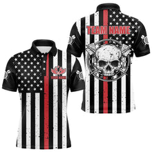 Load image into Gallery viewer, Personalized American Flag Grunge Skull Dart Shirts For Men Custom Patriotic Darts Jerseys | Red TDM3400