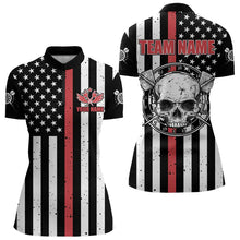 Load image into Gallery viewer, Personalized American Flag Grunge Skull Dart Shirts For Women Custom Patriotic Darts Jerseys | Red TDM3400