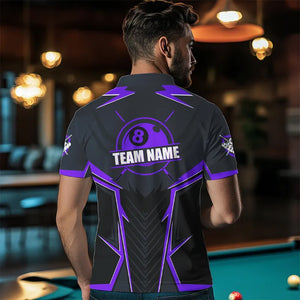 Billiard Jerseys For Men Custom Polo & Quarter-Zip Billiard Team Shirts, 8 Ball Pool Shirt |Purple TDM3532