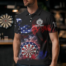 Load image into Gallery viewer, Personalized Dartboard American Flag Smoke Dart Shirts For Men Custom Patriotic Team Darts Jerseys TDM3536