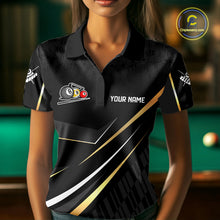 Load image into Gallery viewer, Personalized Golden 8 Ball Pool Crown Billiard Shirt For Women, Billiard Team Jersey Polo &amp; 1/4 Zip TDM5904