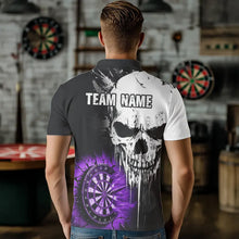 Load image into Gallery viewer, Personalized Grunge Skull Crack Wall Men Dart Shirts Custom Darts League Team Jerseys |Purple TDM3698