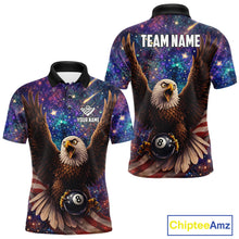 Load image into Gallery viewer, Funny Eagle Galaxy Billiard Shirt For Men Custom 8 Ball Pool Team Jersey Polo &amp;1/4 Zip TDM6044