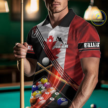 Load image into Gallery viewer, Canada Flag Custom Billiard Polo &amp; 1/4 Zip Shirt For Men, Patriotic 8 Ball Pool Team Jersey TDM6045