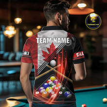 Load image into Gallery viewer, Canada Flag Custom Billiard Polo &amp; 1/4 Zip Shirt For Men, Patriotic 8 Ball Pool Team Jersey TDM6045
