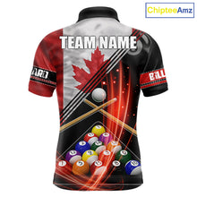 Load image into Gallery viewer, Canada Flag Custom Billiard Polo &amp; 1/4 Zip Shirt For Men, Patriotic 8 Ball Pool Team Jersey TDM6045