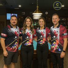 Load image into Gallery viewer, Canada Flag Custom Billiard Polo &amp; 1/4 Zip Shirt For Men, Patriotic 8 Ball Pool Team Jersey TDM6045