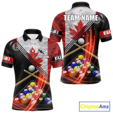 Load image into Gallery viewer, Canada Flag Custom Billiard Polo &amp; 1/4 Zip Shirt For Men, Patriotic 8 Ball Pool Team Jersey TDM6045