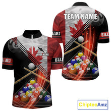 Load image into Gallery viewer, Canada Flag Custom Billiard Polo &amp; 1/4 Zip Shirt For Men, Patriotic 8 Ball Pool Team Jersey TDM6045