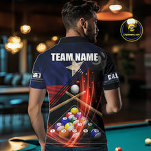 Load image into Gallery viewer, Texas Flag Custom Billiard Polo &amp; 1/4 Zip Shirt For Men, Patriotic 8 Ball Pool Team Jersey TDM6046