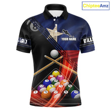 Load image into Gallery viewer, Texas Flag Custom Billiard Polo &amp; 1/4 Zip Shirt For Men, Patriotic 8 Ball Pool Team Jersey TDM6046