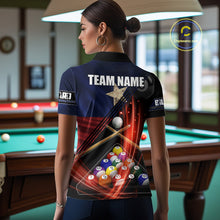 Load image into Gallery viewer, Texas Flag Custom Billiard Polo &amp; 1/4 Zip Shirt For Women, Patriotic 8 Ball Pool Team Jersey TDM6046