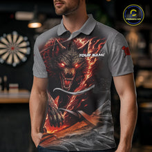 Load image into Gallery viewer, Personalized Wolf Lightning Darts Shirt For Men, Darts Team Jersey Polo &amp; 1/4 Zip |Orange TDM6304