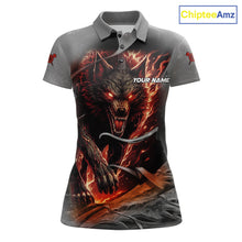 Load image into Gallery viewer, Personalized Wolf Lightning Darts Shirt For Women, Darts Team Jersey Polo &amp; 1/4 Zip |Orange TDM6304