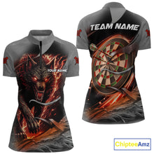 Load image into Gallery viewer, Personalized Wolf Lightning Darts Shirt For Women, Darts Team Jersey Polo &amp; 1/4 Zip |Orange TDM6304