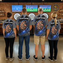 Load image into Gallery viewer, Personalized Wolf Lightning Darts Shirt For Men, Darts Team Jersey Polo &amp; 1/4 Zip |Blue TDM6305