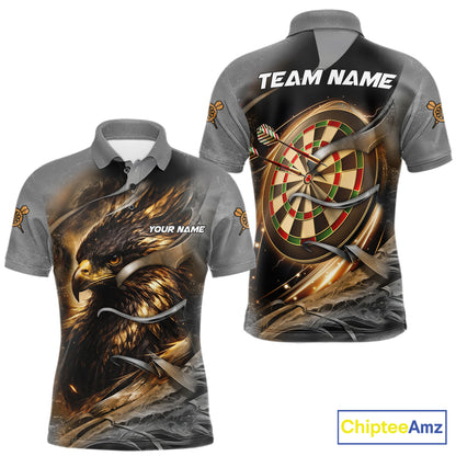 Personalized Eagle Lightning Darts Shirt For Men, Darts Team Jersey Polo & 1/4 Zip |Gold TDM6306