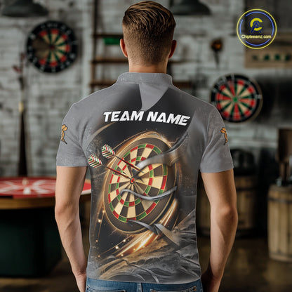 Personalized Eagle Lightning Darts Shirt For Men, Darts Team Jersey Polo & 1/4 Zip |Gold TDM6306