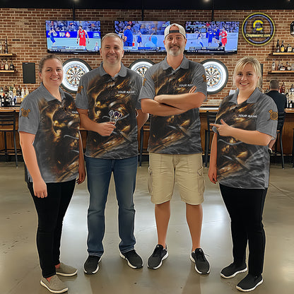 Personalized Eagle Lightning Darts Shirt For Women, Darts Team Jersey Polo & 1/4 Zip |Gold TDM6306