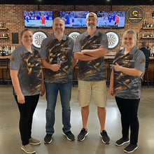 Load image into Gallery viewer, Personalized Eagle Lightning Darts Shirt For Men, Darts Team Jersey Polo &amp; 1/4 Zip |Gold TDM6306