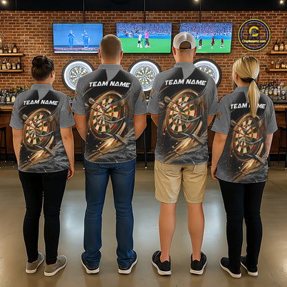 Personalized Eagle Lightning Darts Shirt For Women, Darts Team Jersey Polo & 1/4 Zip |Gold TDM6306