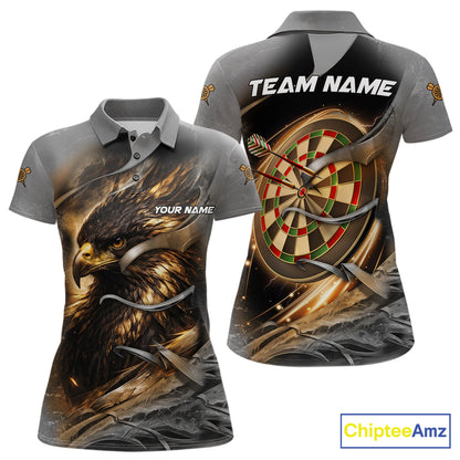 Personalized Eagle Lightning Darts Shirt For Women, Darts Team Jersey Polo & 1/4 Zip |Gold TDM6306