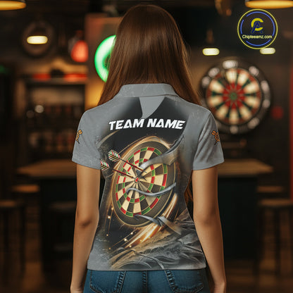 Personalized Eagle Lightning Darts Shirt For Women, Darts Team Jersey Polo & 1/4 Zip |Gold TDM6306