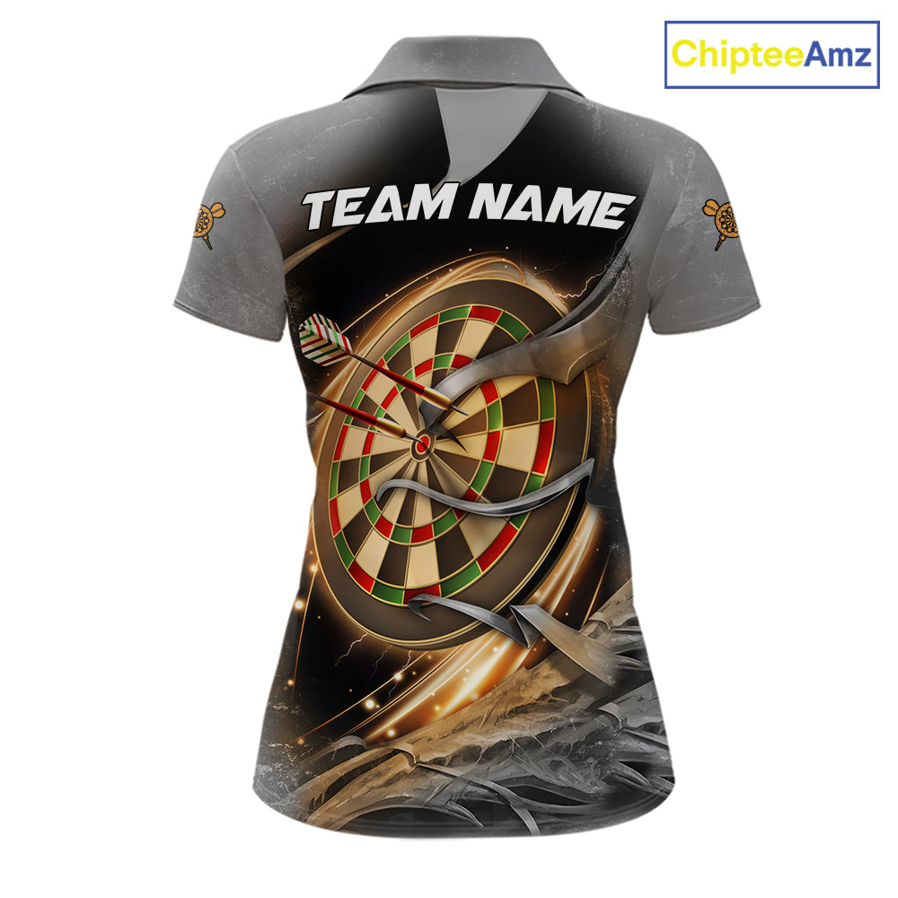 Personalized Eagle Lightning Darts Shirt For Women, Darts Team Jersey Polo & 1/4 Zip |Gold TDM6306