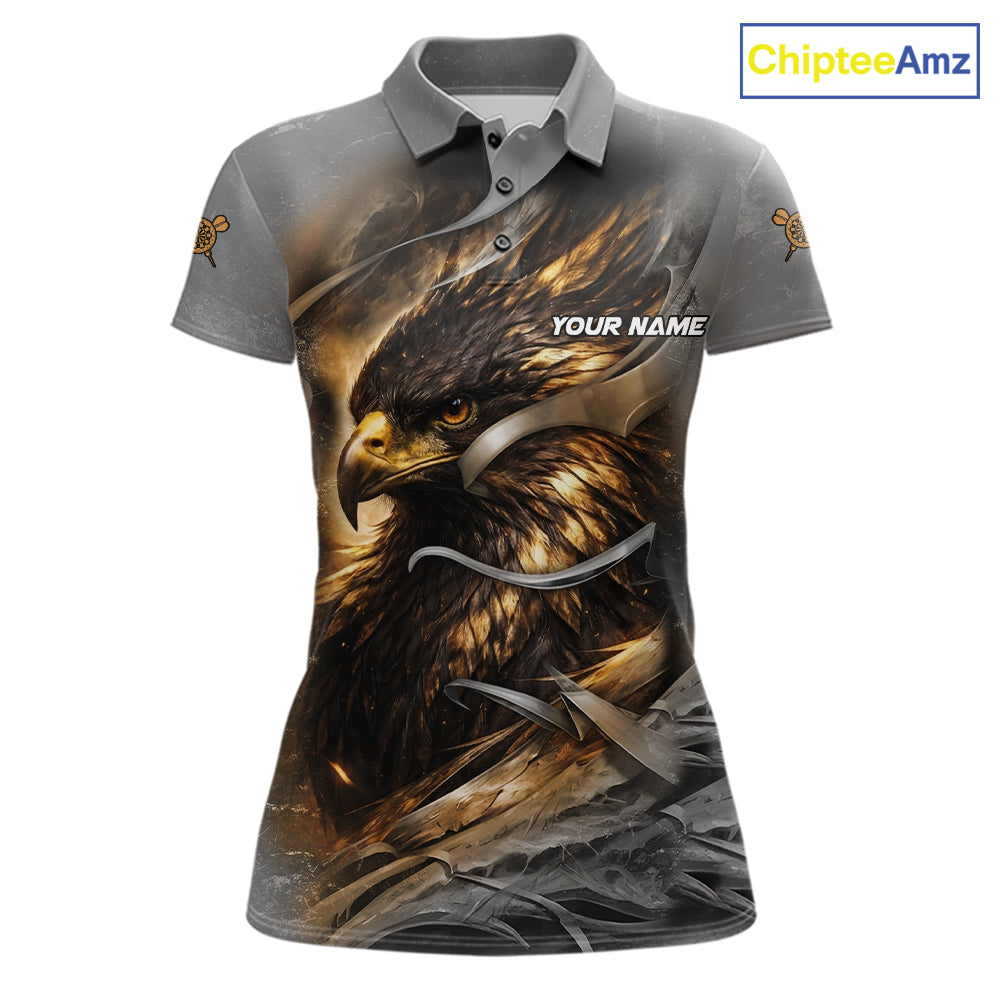 Personalized Eagle Lightning Darts Shirt For Women, Darts Team Jersey Polo & 1/4 Zip |Gold TDM6306