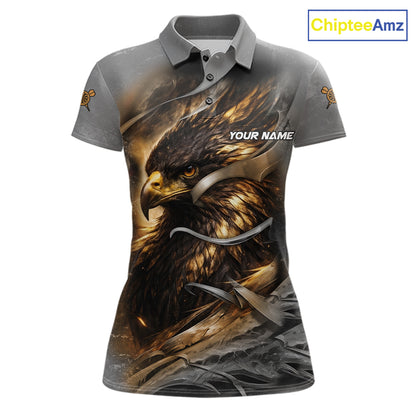 Personalized Eagle Lightning Darts Shirt For Women, Darts Team Jersey Polo & 1/4 Zip |Gold TDM6306