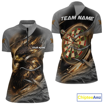 Personalized Eagle Lightning Darts Shirt For Women, Darts Team Jersey Polo & 1/4 Zip |Gold TDM6306
