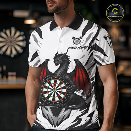 Personalized Dragon Darts Jersey For Men Custom Darts Polo & Quarter Zip Team Shirts |Red TDM6310