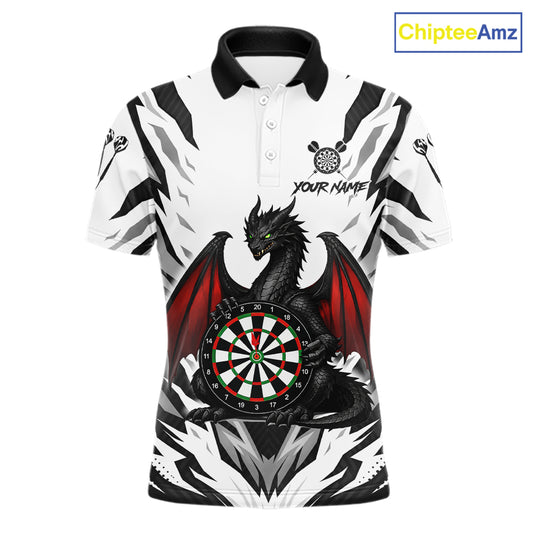 Personalized Dragon Darts Jersey For Men Custom Darts Polo & Quarter Zip Team Shirts |Red TDM6310