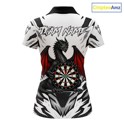 Personalized Dragon Darts Jersey For Women Custom Darts Polo & Quarter Zip Team Shirts |Red TDM6310