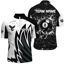 Load image into Gallery viewer, Custom Grunge Black White 8 Ball Pool In Water Men Billiard Shirts Custom Unique Billiard Jersey TDM1600