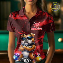 Load image into Gallery viewer, Funny Bulldog Pool Balls Billiard Shirt For Women Custom Billiard Team Jersey Polo &amp; 1/4 Zip |Red TDM6477