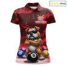 Load image into Gallery viewer, Funny Bulldog Pool Balls Billiard Shirt For Women Custom Billiard Team Jersey Polo &amp; 1/4 Zip |Red TDM6477