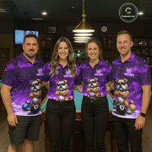 Load image into Gallery viewer, Funny Bulldog Pool Balls Billiard Shirt For Women Custom Billiard Team Jersey Polo &amp; 1/4 Zip |Purple TDM6478