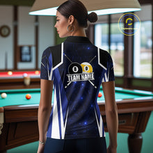 Load image into Gallery viewer, Blue 8 Ball &amp; 9 Ball Pool Billiard Shirt For Women Custom Geometric Billiard Jersey Polo &amp; 1/4 Zip TDM6482
