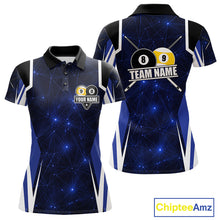 Load image into Gallery viewer, Blue 8 Ball &amp; 9 Ball Pool Billiard Shirt For Women Custom Geometric Billiard Jersey Polo &amp; 1/4 Zip TDM6482