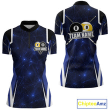 Load image into Gallery viewer, Blue 8 Ball &amp; 9 Ball Pool Billiard Shirt For Women Custom Geometric Billiard Jersey Polo &amp; 1/4 Zip TDM6482