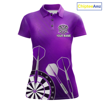 Personalized Purple Dartboard Shirts For Women Custom Darts Jersey, Darts League Team Shirts TDM7198