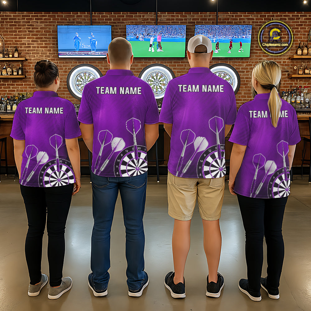 Personalized Purple Dartboard Shirts For Men Custom Darts Jersey, Darts League Team Shirts TDM7198