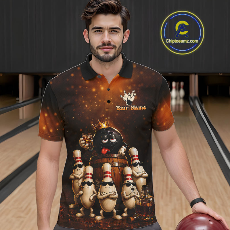 Funny Drunk Bowling Ball Bourbon Vintage Bowling Shirts for Men Custom Bowling Team Jersey TDM7477