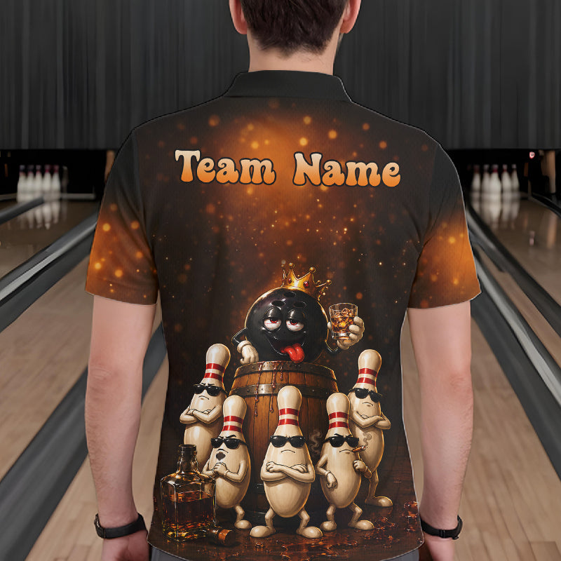 Funny Drunk Bowling Ball Bourbon Vintage Bowling Shirts for Men Custom Bowling Team Jersey TDM7477